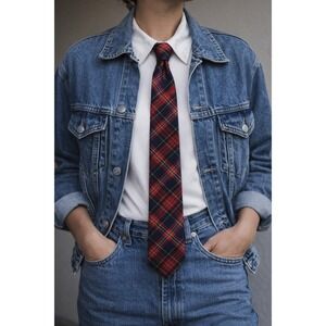 Pendleton 100% Virgin Wool Plaid Necktie – Red / Navy / Green / Yellow